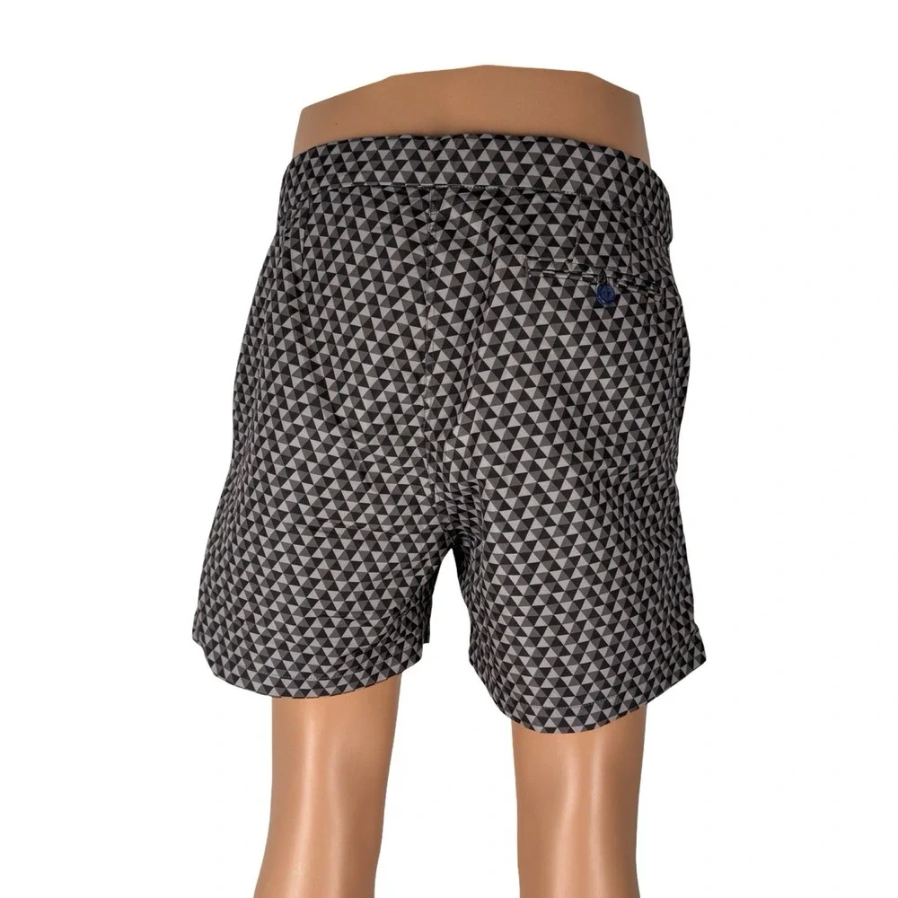 Frescobol Carioca x Aman Mens 36 Shorts Printed Swim Brown Tan Lined Casual EUC
